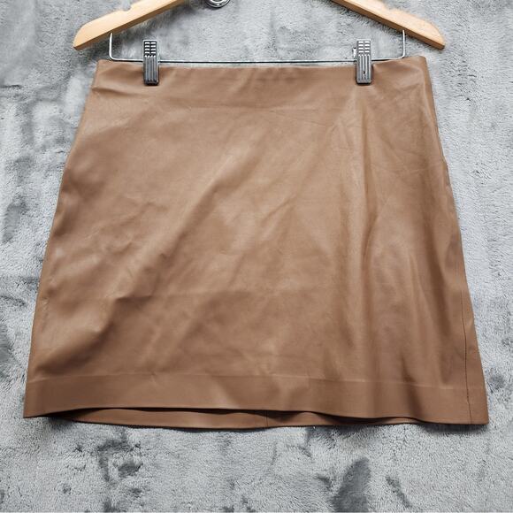 Shinestar Skirt Womens M Brown Faux Leather Mini A-Line Stretch Festival Baddie - Picture 1 of 8